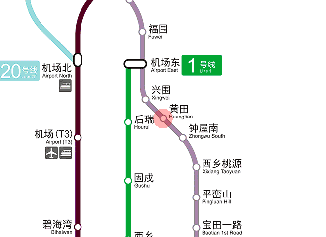 Huangtian station map