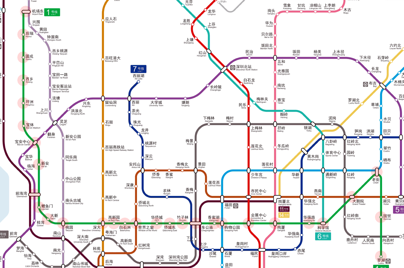 Shenzhen Metro Line 1 map