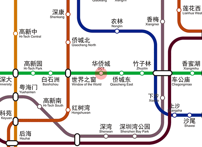 Overseas Chinese Town station map