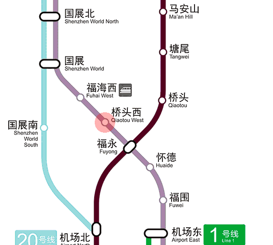 Qiaotou West station map