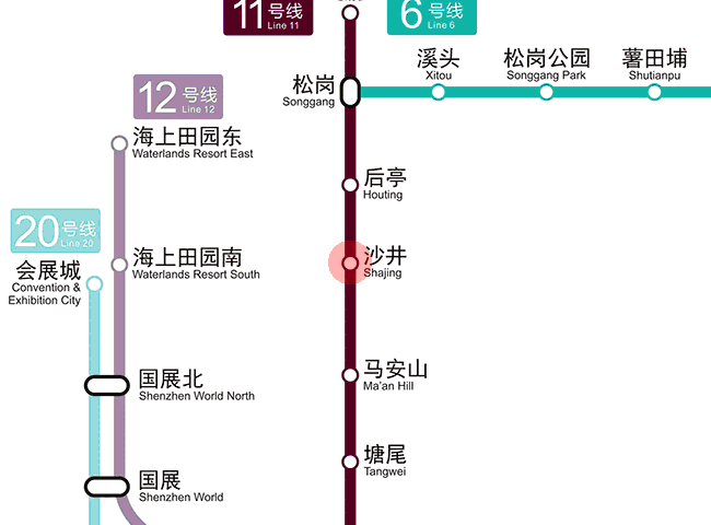 Shajing station map