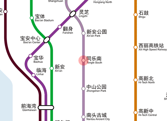 Tongle South station map