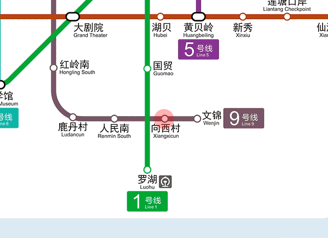 Xiangxicun station map