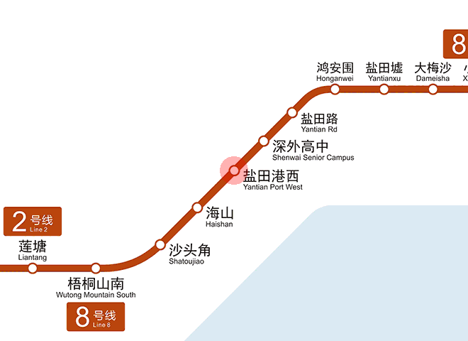 Yantian Port West station map