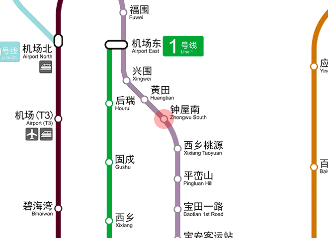 Zhongwu South station map