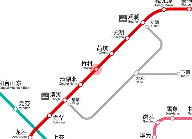 Zhucun station map