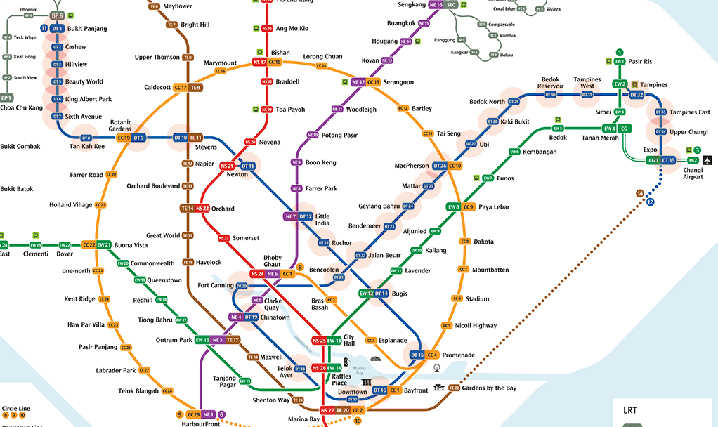 Singapore MRT Downtown Line map