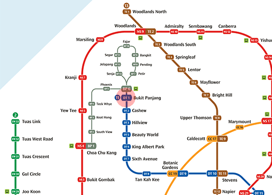 DT1 Bukit Panjang station map