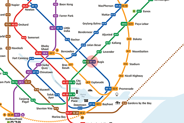 DT14 Bugis station map