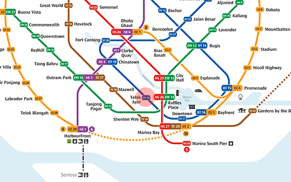 DT18 Telok Ayer station map