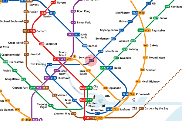 DT21 Bencoolen station map