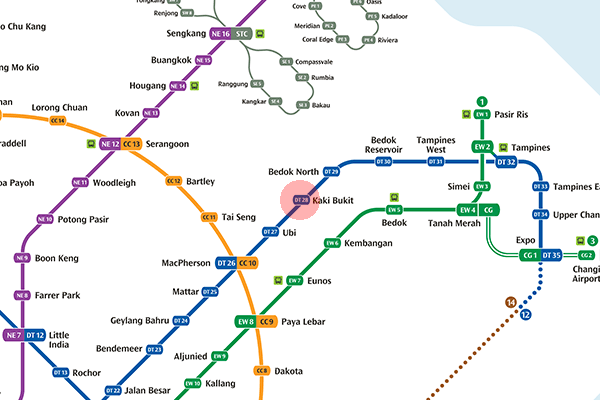 DT28 Kaki Bukit station map