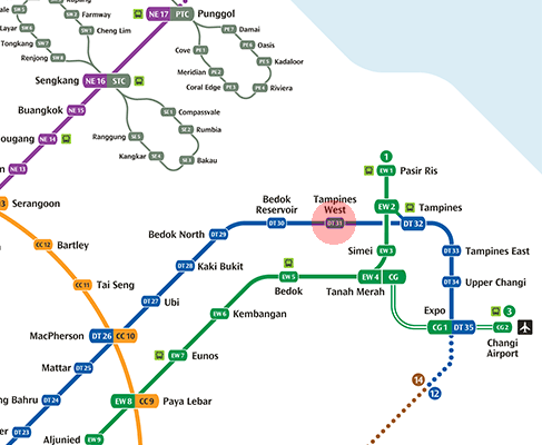 DT31 Tampines West station map