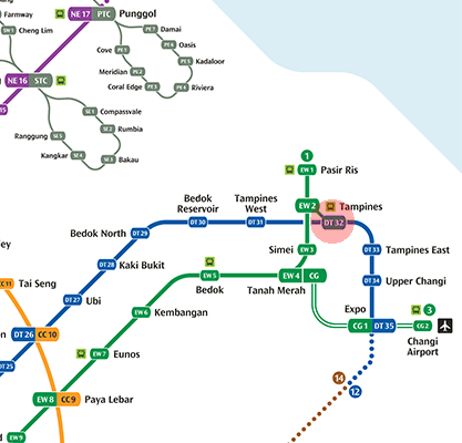 DT32 Tampines station map