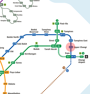 DT34 Upper Changi station map