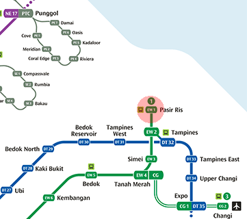 EW1 Pasir Ris station map