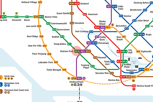 EW16 Outram Park station map