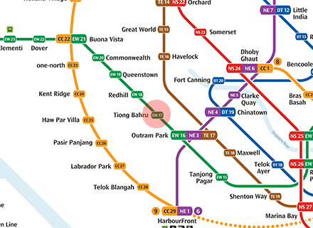 EW17 Tiong Bahru station map