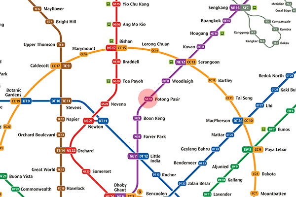 NE10 Potong Pasir station map