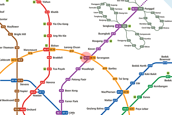 NE12 Serangoon station map
