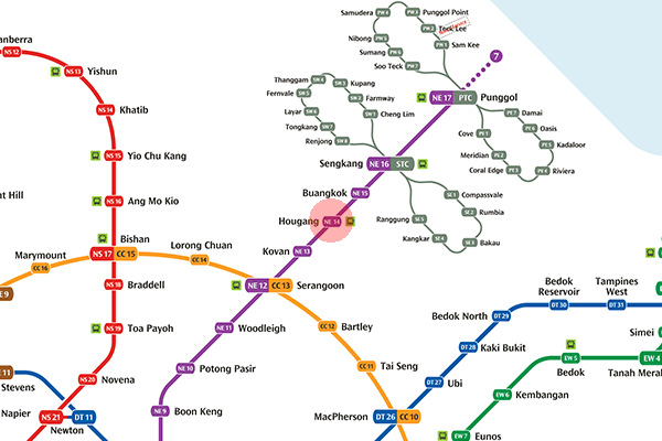 NE14 Hougang station map