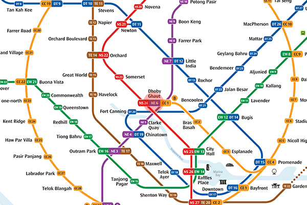 NE6 Dhoby Ghaut station map