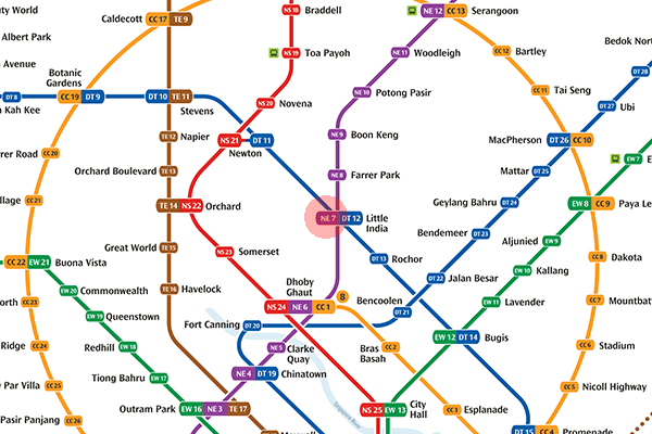 NE7 Little India station map
