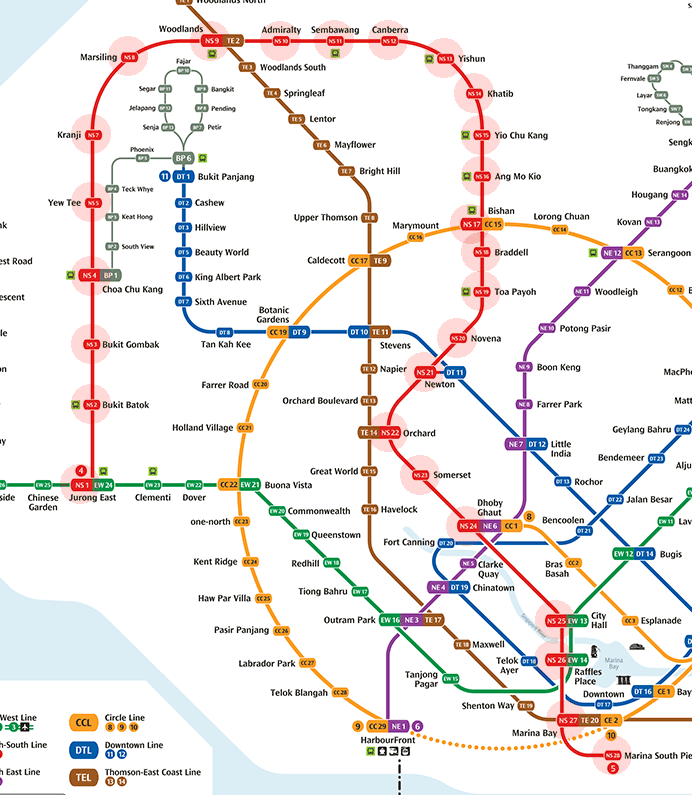 Singapore MRT North-South Line map