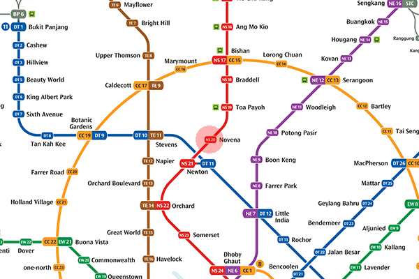 NS20 Novena station map