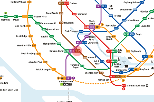 TE17 Outram Park station map