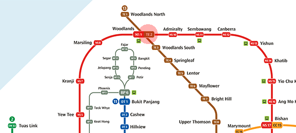 TE2 Woodlands station map