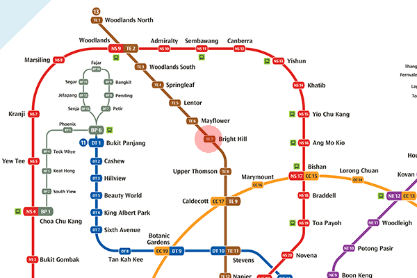 TE7 Bright Hill station map