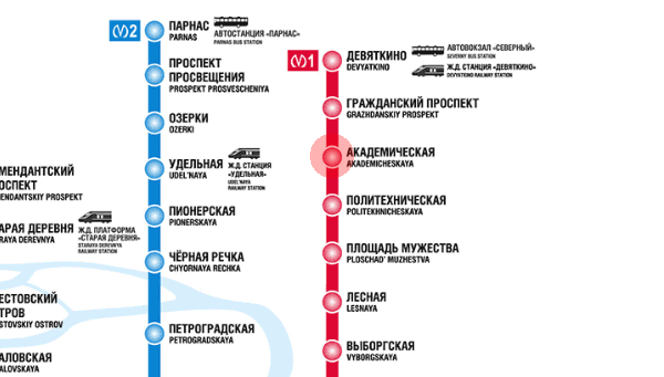 Akademicheskaya station map
