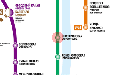 Elizarovskaya station map