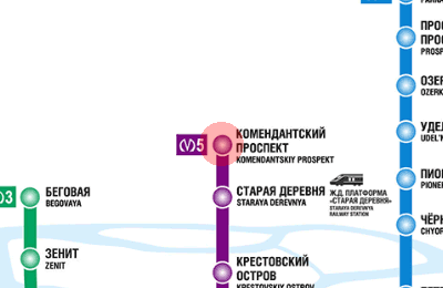 Komendantsky Prospekt station map