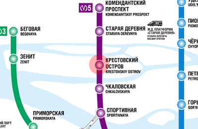Krestovsky Ostrov station map