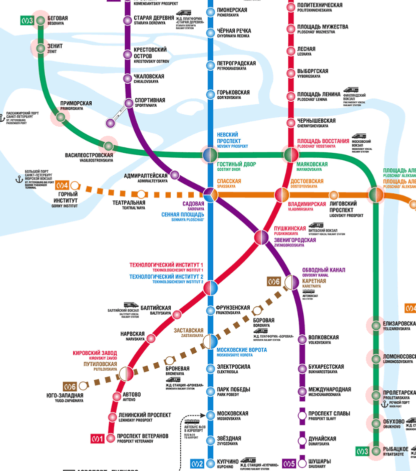 St. Petersburg metro Line 3 Nevsko-Vasileostrovskaya map