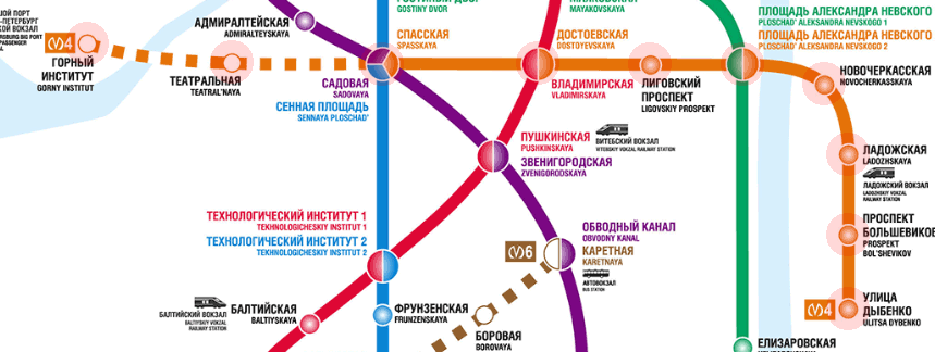 St. Petersburg metro Line 4 Pravoberezhnaya map