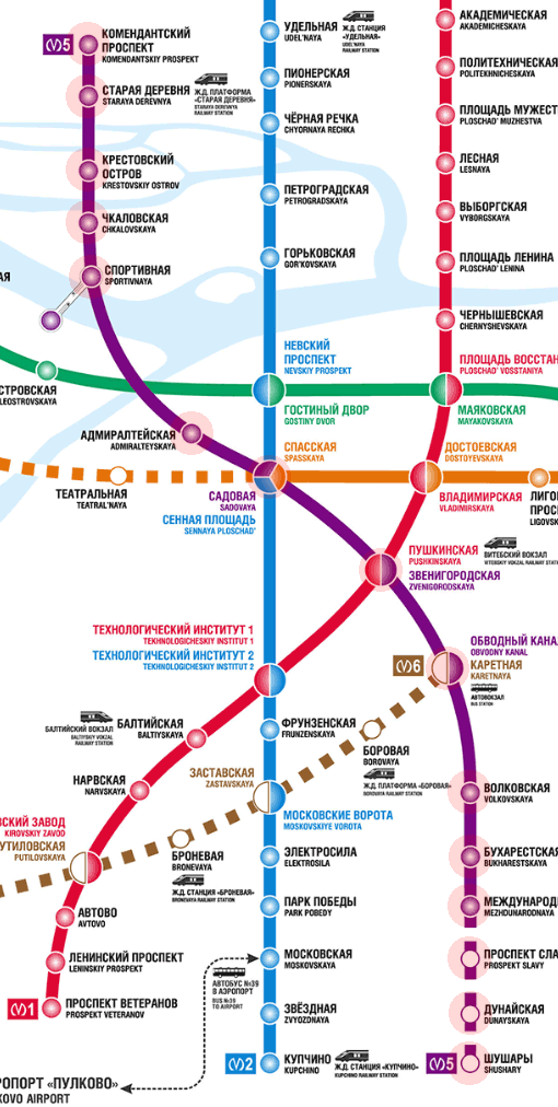 St. Petersburg metro Line 5 Frunzensko-Primorskaya map
