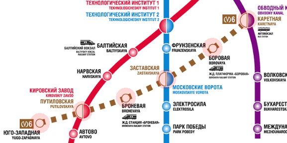 St. Petersburg metro Line 6 Krasnoselsko-Kalininskaya map