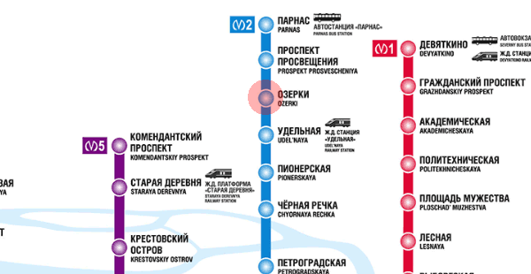 Ozerki station map