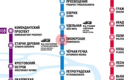 Pionerskaya station map