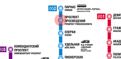 Prospekt Prosveshcheniya station map