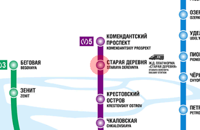 Staraya Derevnya station map