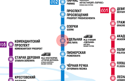 Udelnaya station map