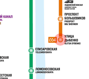 Ulitsa Dybenko station map