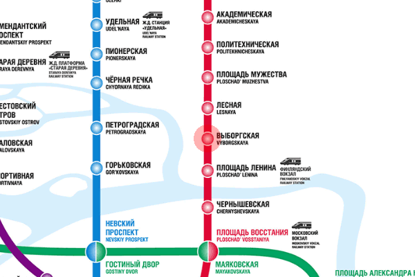 Vyborgskaya station map