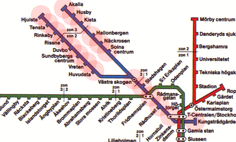 Stockholm metro Blue line map
