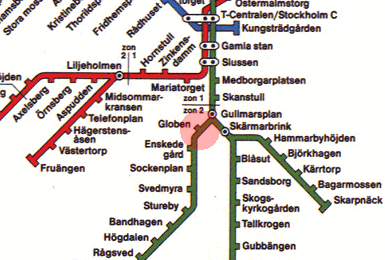 Globen station map