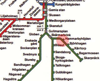 Hammarbyhojden station map